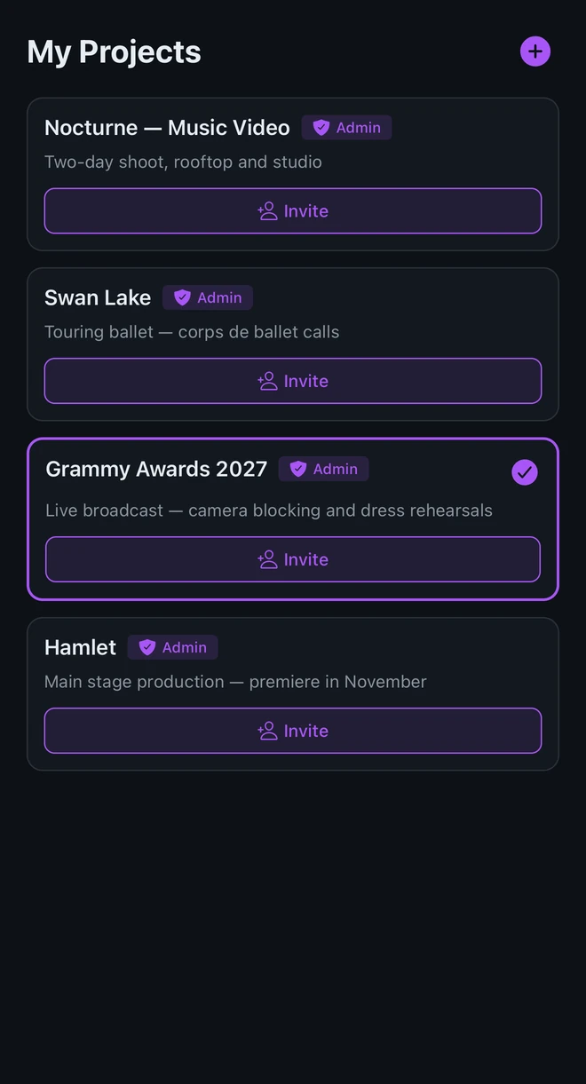 Four productions running at once: a music video, a ballet, an awards broadcast and a play
